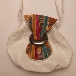 vintage white crossbody bag with multicolor in good condition